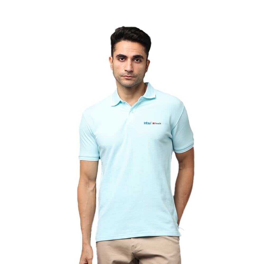 Greys & Blues Pima Collar T-Shirt Ice Blue With White Tipping